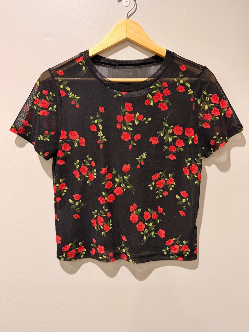 Sheer Mesh Floral Top Edgy Grunge Whimsy Dark Fairy Gothic Rave Festival Emo